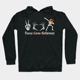 Funny Pumpkin Halloween Costume Peace Love Dabbing Skeleton Hoodie